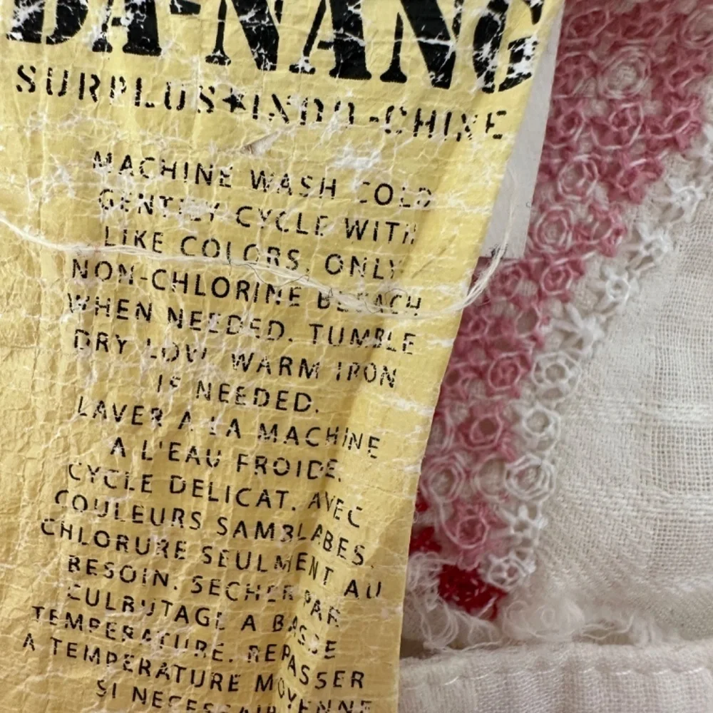 Y2K Da-Nang White Boho Sleeveless Cotton Embroidery Beaded Shift Dress Size S - Picture 15 of 15